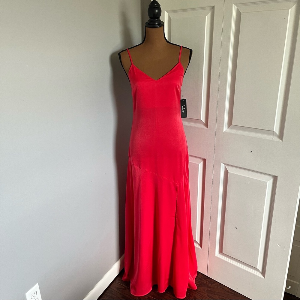 Lulus brand new Hot Date Red Satin Slip Maxi Dress size XS